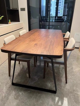 North American ash solid wood dining table medieval minimalist iron rectangular personalized creative desk simple dining table