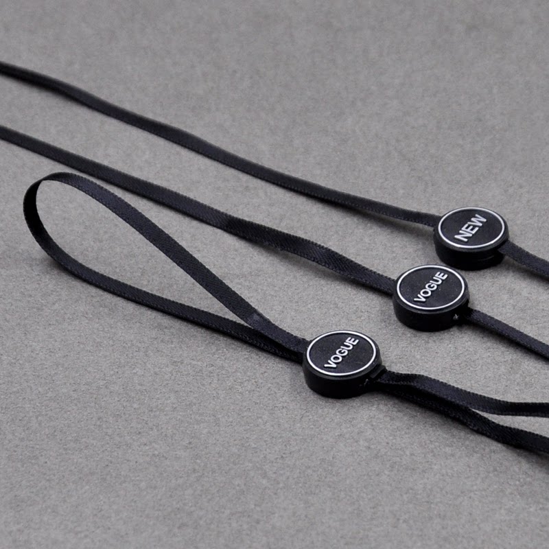 High-grade black hanging grains Round double-inserted hanging grains Hot silver hanging rope clothing spot tag rope white ribbon hanging grains