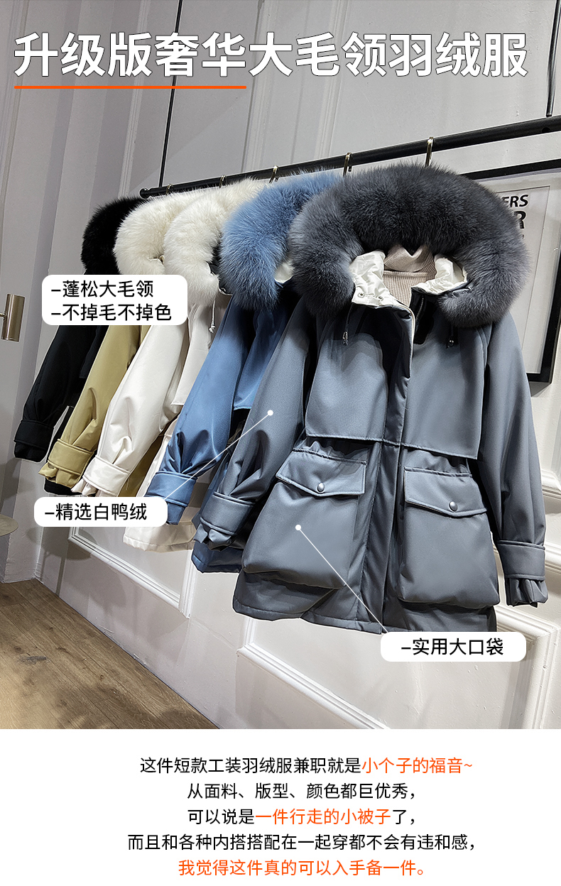Vannmeay 进口奢华仿真大毛领 派克收腰羽绒服 图1