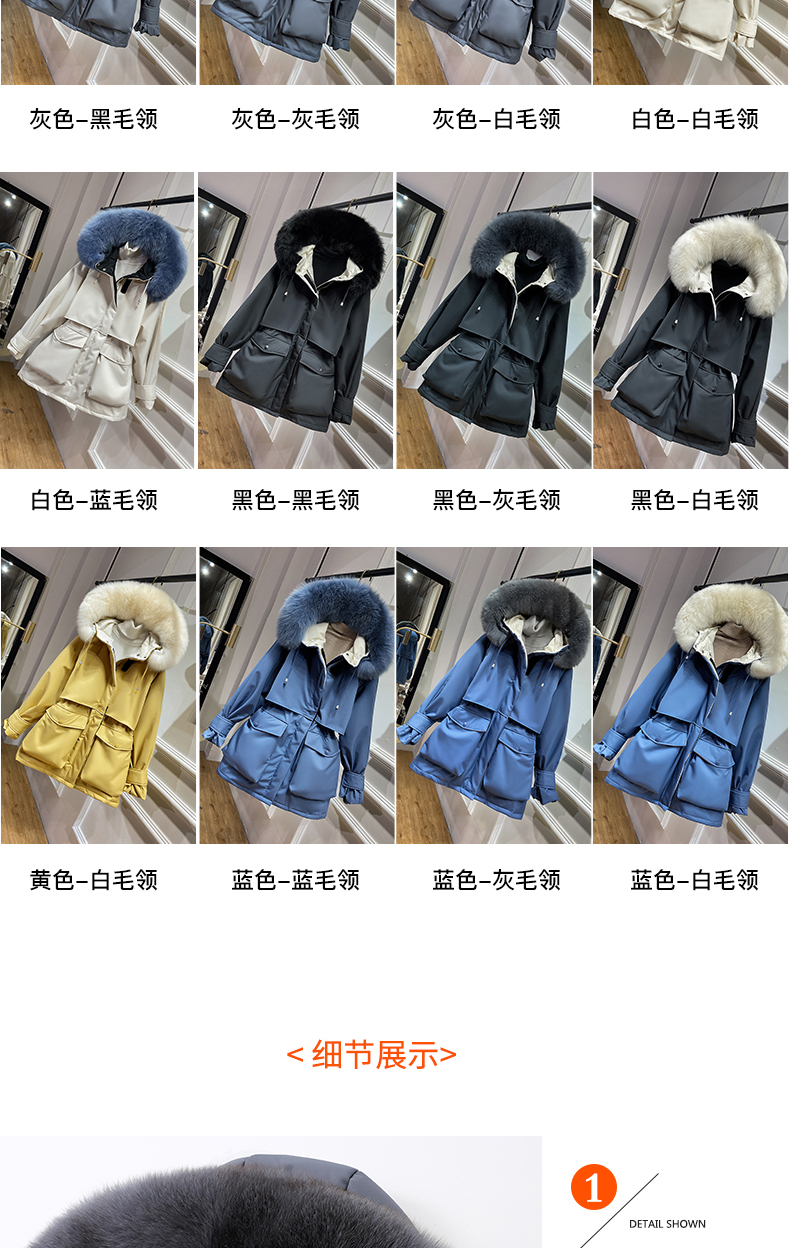Vannmeay 进口奢华仿真大毛领 派克收腰羽绒服 图7
