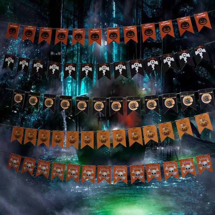 Halloween trang trí trung tâm mua sắm trung tâm mua sắm trường học bí ngô 骷髅 拉 旗 thanh sắp xếp lễ hội ma treo cờ cung cấp - Sản phẩm Đảng / Magic / Hiệu suất đồ hoá trang halloween