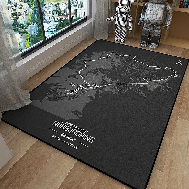 F1 Track Carpet Nürburgring Living Room Bedroom Gaming Room Industrial Style Racing Simulator Motorcycle Anti-Slip Mat