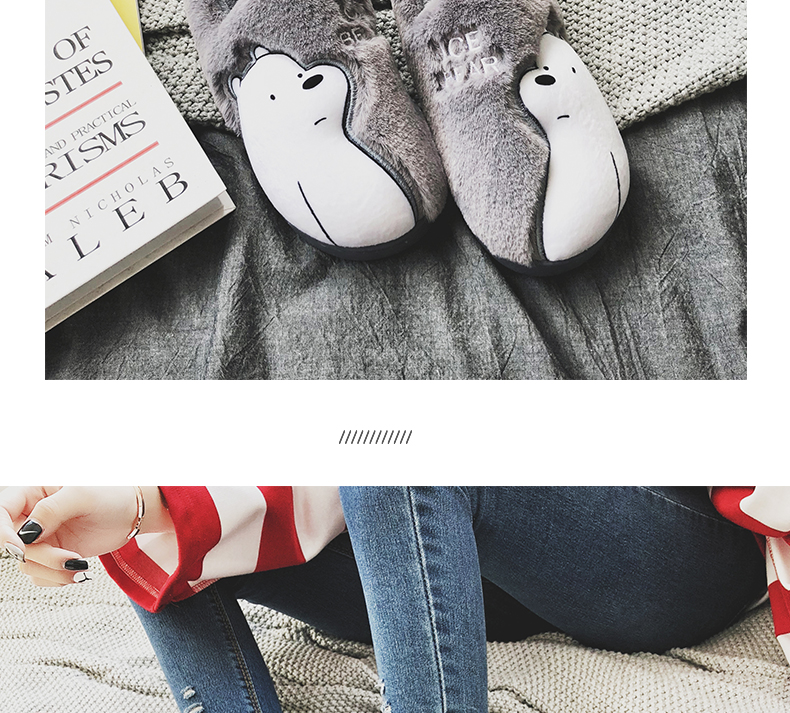 Đôi dép nữ thời trang mùa đông đi dép lông 2018 mới dép cotton Hàn Quốc chống trượt tháng ấm áp dép cao gót