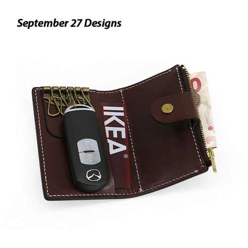 Кожаная ключница, кошелек, замок, монеты, портативный картхолдер, из натуральной кожи, воловья кожа