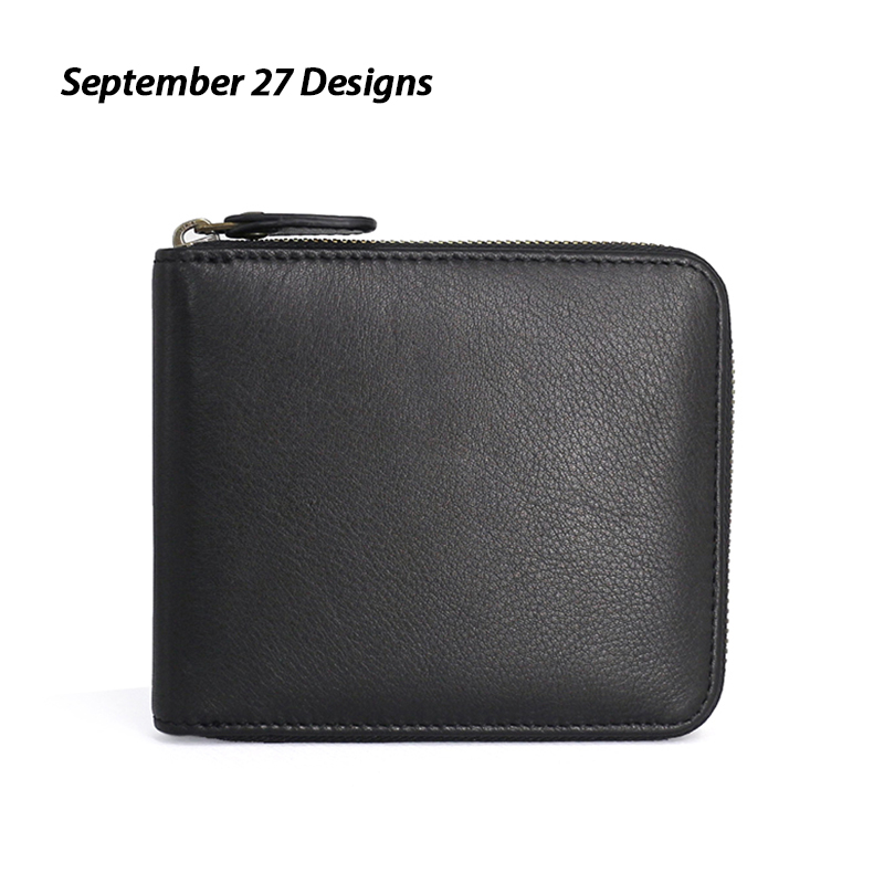 SEPTEMBER 27 DESIGNS HEAD LAYER COW LEATHER Leather Laced Wallet Boys Genuine Leather Short ZERO WALLET Bag Woman