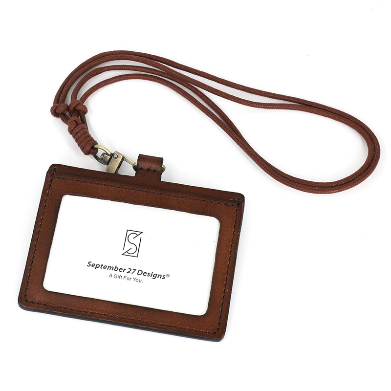 Leather vegetable tanned first layer cowhide card sleeve hanging neck card clip hanging neck rope retro male document sleeve female keychain student card