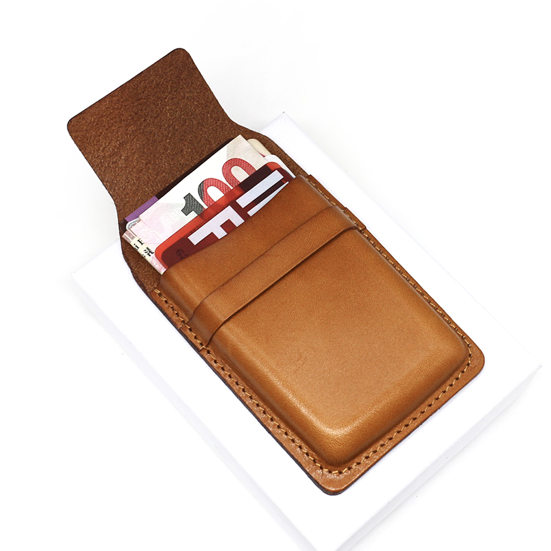 Genuine vegetable tanned top layer cowhide mini card bag portable bag men's bag retro women's card holder business card bag three-dimensional bag