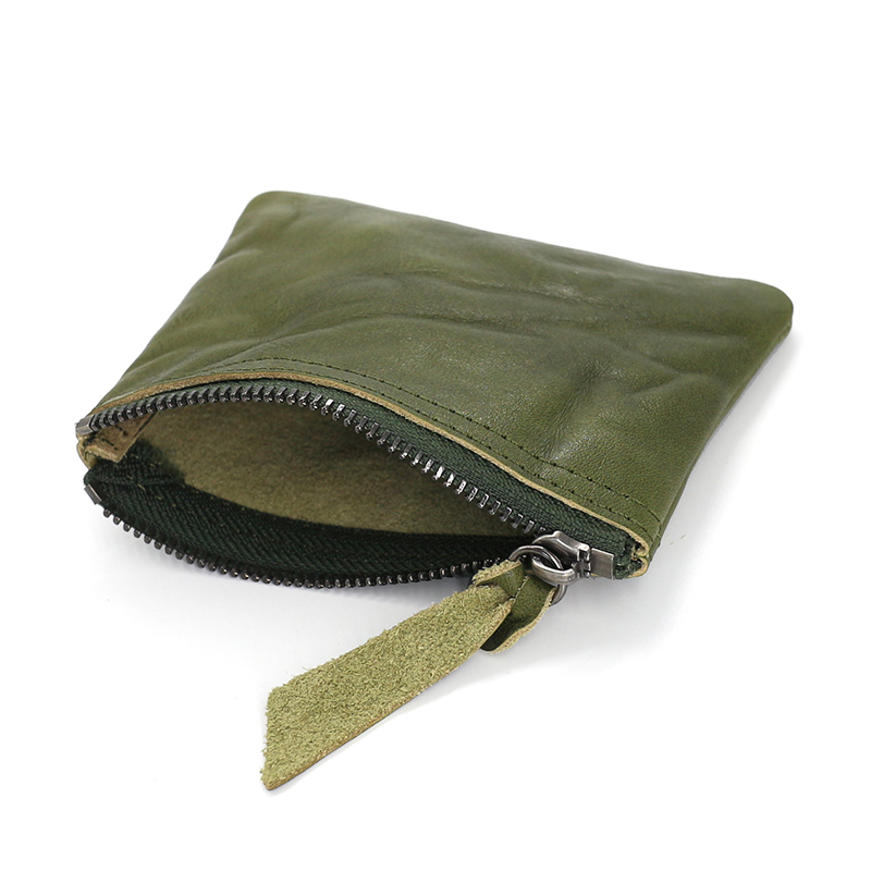 Genuine leather top layer cowhide coin purse men's zipper coin purse women's card holder coin purse ruffled retro mini bag