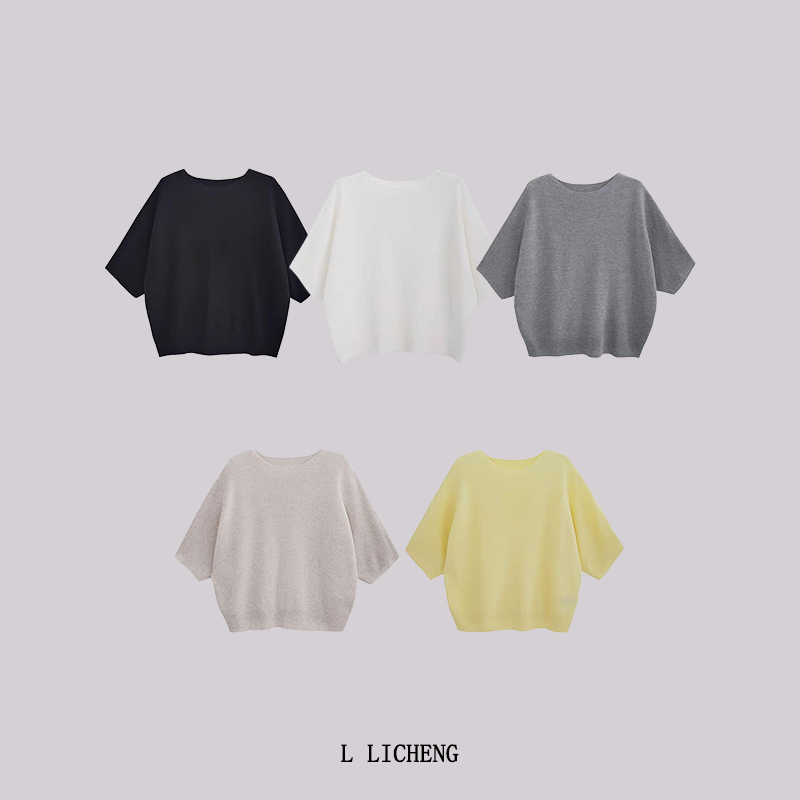 Liang Licheng【Free to Move】Summer New Style Batwing Sleeve Off-Shoulder Elegant Knit Top Loose Slimming Blouse Liang Licheng【Free to Move】Summer New Style Batwing Sleeve Off-Shoulder Elegant Knit Top Loose Slimming Blouse