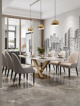 Italian light luxury Rock board dining table and chair combination modern art simple household small apartment stainless steel high-end rectangle