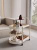 Chinese-Style Cream-Colored Movable Side Table, Modern Minimalist High-End Light Luxury Living Room and Bedroom Side Cabinet, Storage Rack, Small Trolley