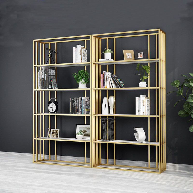 Nordic Gold Scene Bookshelf Living Room Floor Partition Display Frame Creative Showcase Simple Show Cabinet