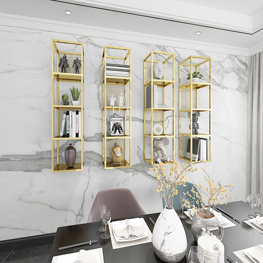 Iron Art Living Room Wall Wall-mounted Shelf minimalist Multilayer Hanging Cabinet Containing Bookshelves Modern TV Creative Decoration Shelf