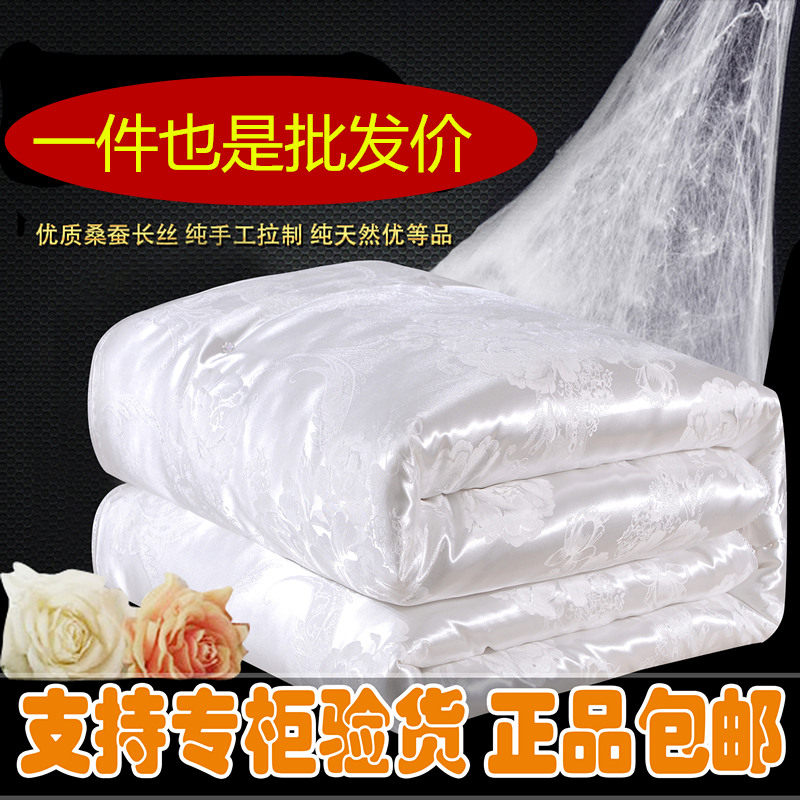 Silk quilt 100 mulberry silk spring autumn by single double cicadas silk winter quilt 6 8 Jin by the core special price clearing house primary and secondary by %