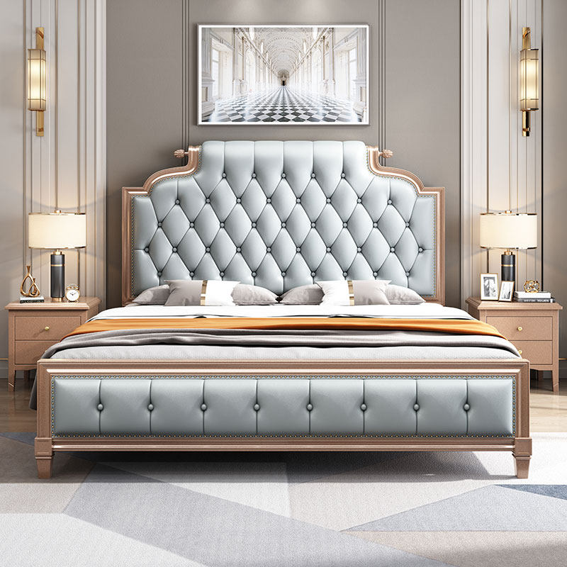 American solid wood bed 1 8 m light and luxurious bed modern minimalist master bedroom with large bed soft bag double man bed European style net red bed ins