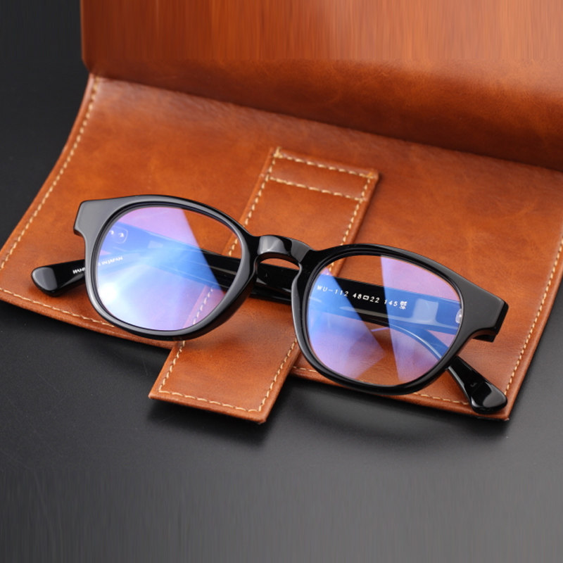 Myopia glasses frame male Japanese handmade glasses myopia mirror celluloid eye frame frame retro glasses frame 112