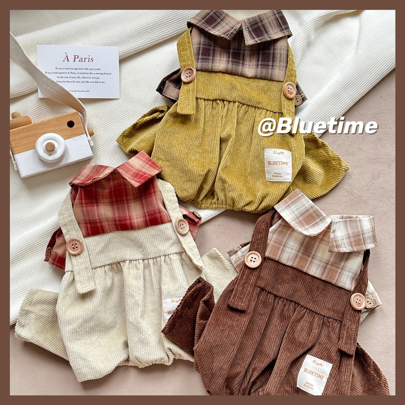 Fallen Leaves Kingdom Pet Four-Legged Clothes Teddy Autumn Outfit Schnauzer Pomeranian Clothes Autumn and Winter Overalls for Small and Medium-Sized Dogs