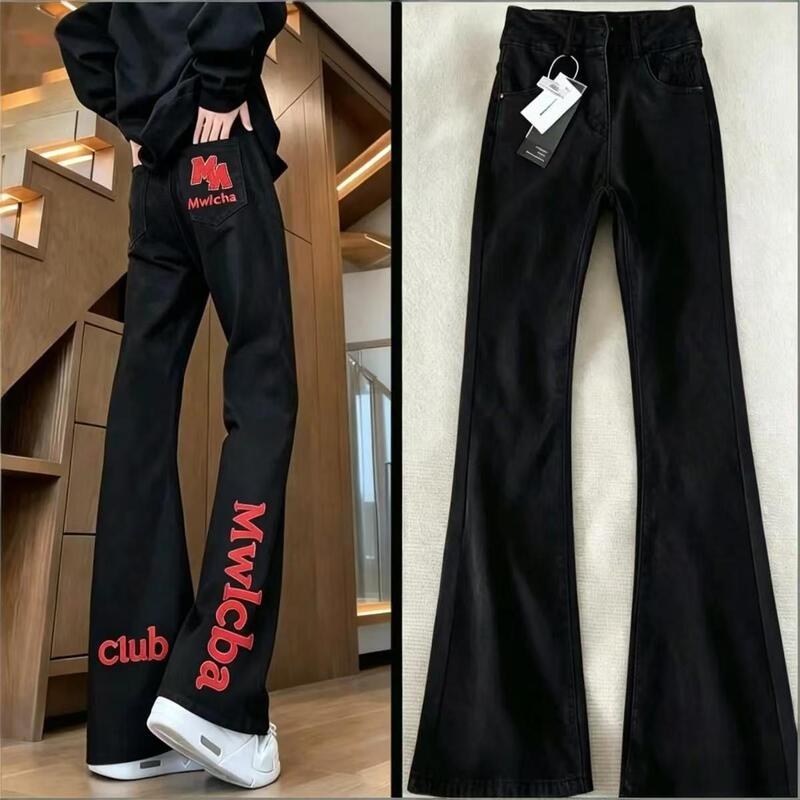 Summer New Black Cross Print Flared Jeans for Men and Women, Trendy Versatile Slim-Fit Pants for Older Children and Students Summer New Black Cross Print Flared Jeans for Men and Women, Trendy Versatile Slim-Fit Pants for Older Children and Students