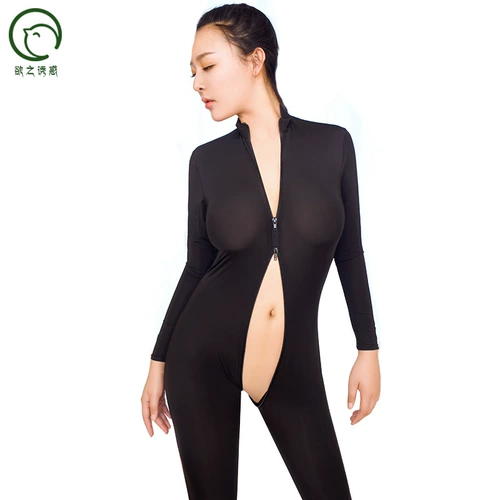 Комбинезон с молнией, нижнее белье, сексуальная униформа, на молнии, в обтяжку