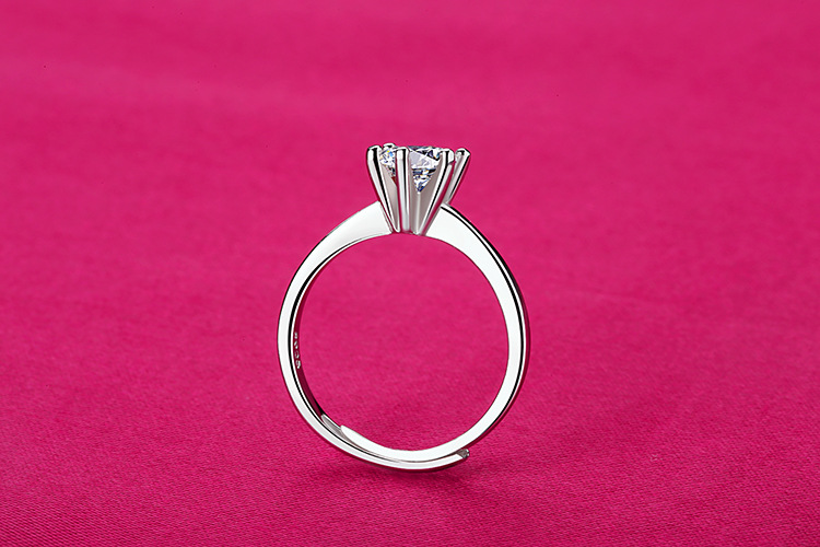 925 sterling bạc một carat vòng Nhật Bản và Hàn Quốc tính khí thời trang đơn giản chiếc nhẫn kim cương trẻ em bạn bè món quà sinh viên mở vòng