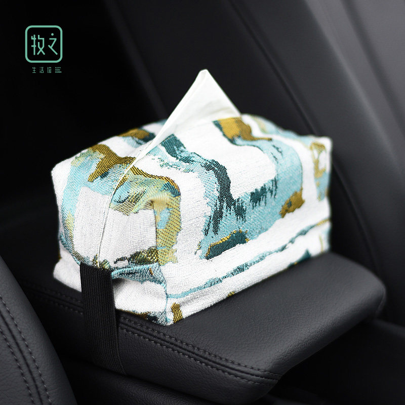Nordic light luxury car armrest box tissue box Creative tie net red toilet paper box Fabric tissue cover Car supplies