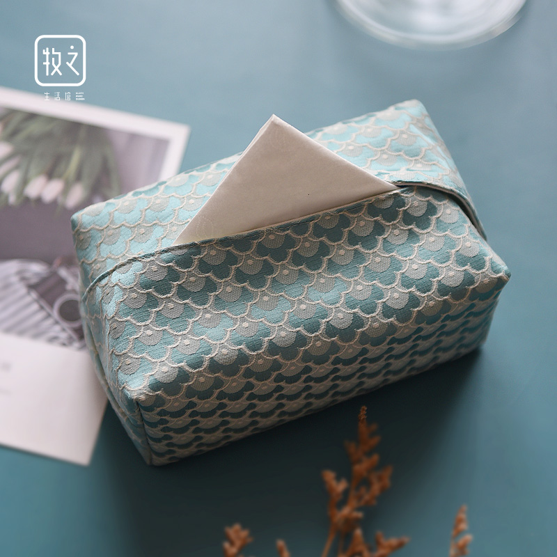 New Chinese Cloth Art Paper Towel Box Living Room Creative Light Lavish Toilet Paper Box Home Bedroom Extraction Toilet Paper Bag-like Toilet Paper Towels