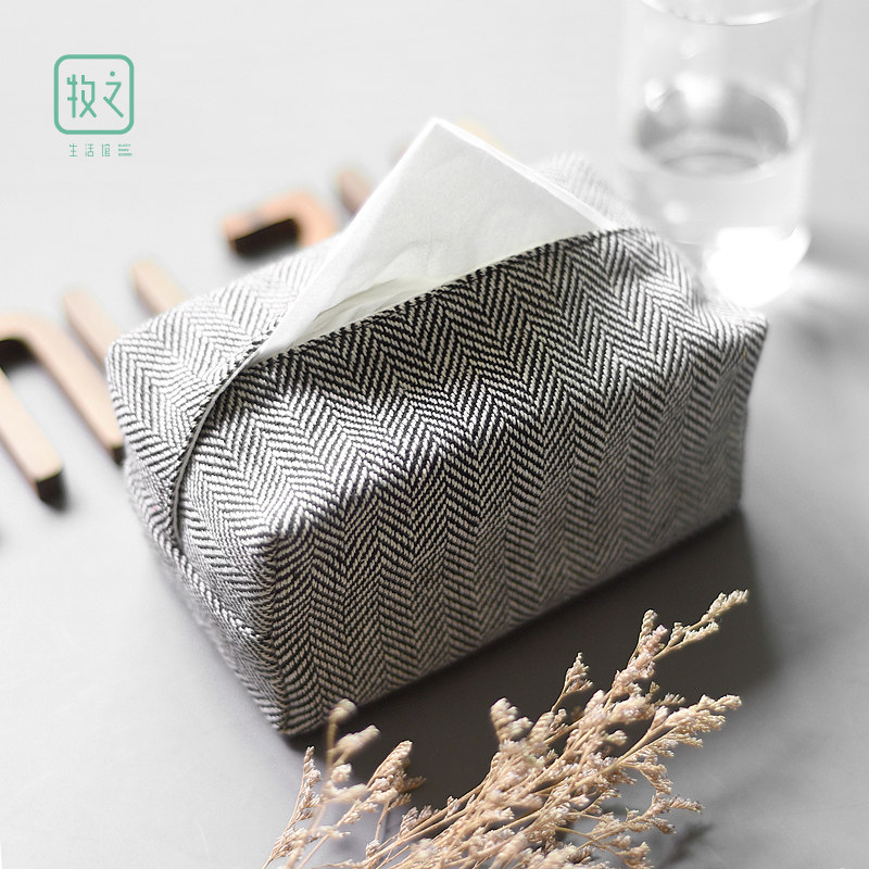 Nordic cotton and linen old cloth draw paper bag fabric paper towel box living room simple paper towel set draw paper box paper towel bag