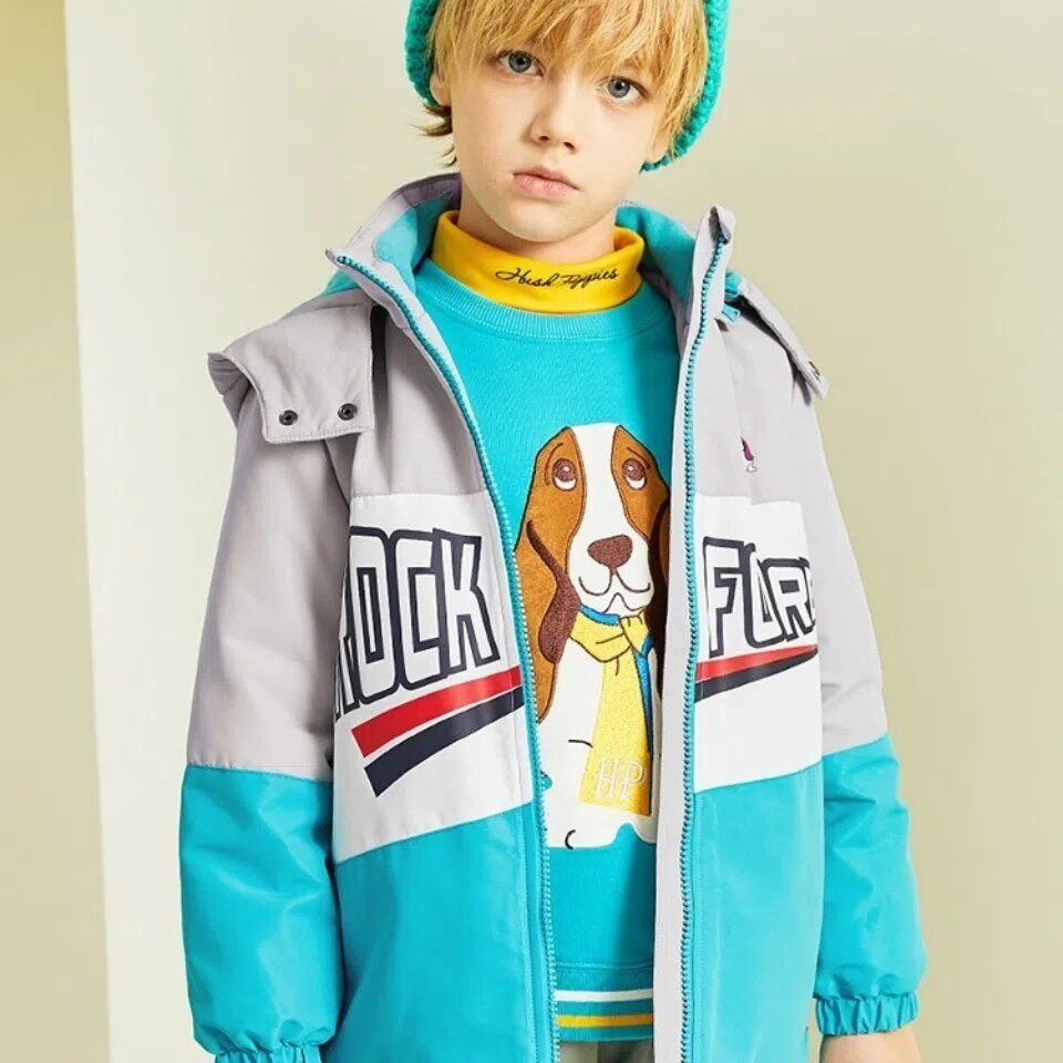 2022 Korean brand boy's jacket fashion student wear windproof jacket gray plus velvet thick windbreaker zipper sweater