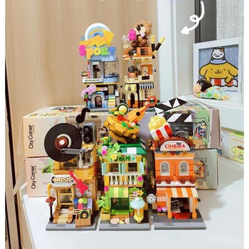 Joy ­ Colorful Street Scene Building Blocks, the Same Style of Building Blocks, Children's Educational Assembly Toys, Small Particle Model Ornaments