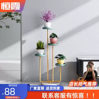 Flower rack Light luxury wrought iron flower rack shelf Balcony floor-to-ceiling multi-storey indoor living room Nordic golden ge flower pot rack