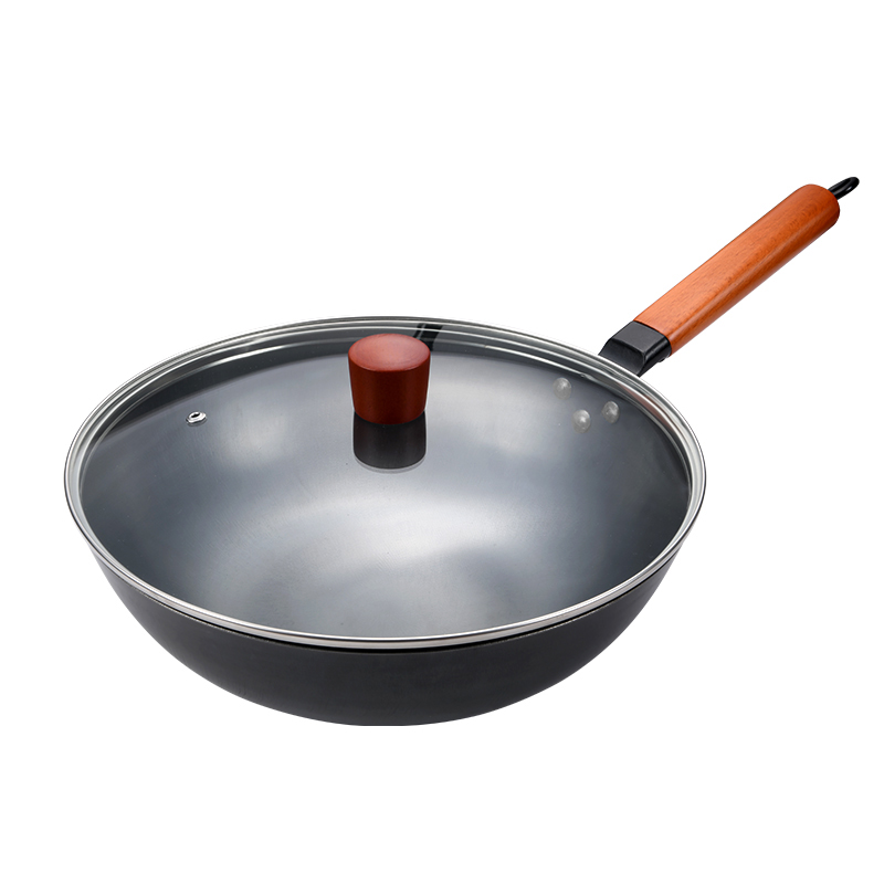 Hardware preferred pot real stainless cast iron frying pot with glass cover multi - functional household non - stick pot