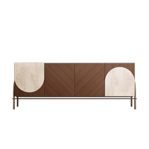 Italian light luxury entrance cabinet antique style walnut storage cabinet French retro sideboard modern simple decorative cabinet