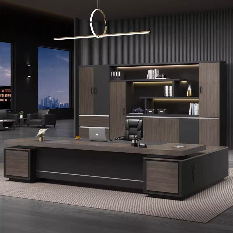 Boss's Desk Is Light Luxury and High-End, Office Furniture, Executive Desk, Ceo Desk and Chair Combination, Modern and Simple