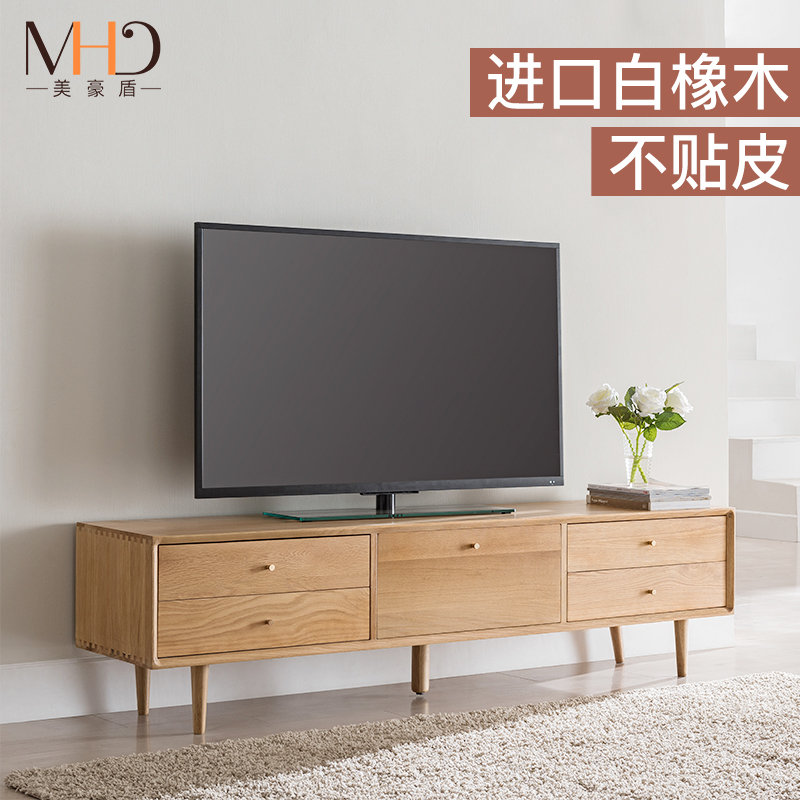 Nordic Day-style full solid wood TV cabinet 1 8 m white oak small family type minimalist modern day cabinet living-room furniture
