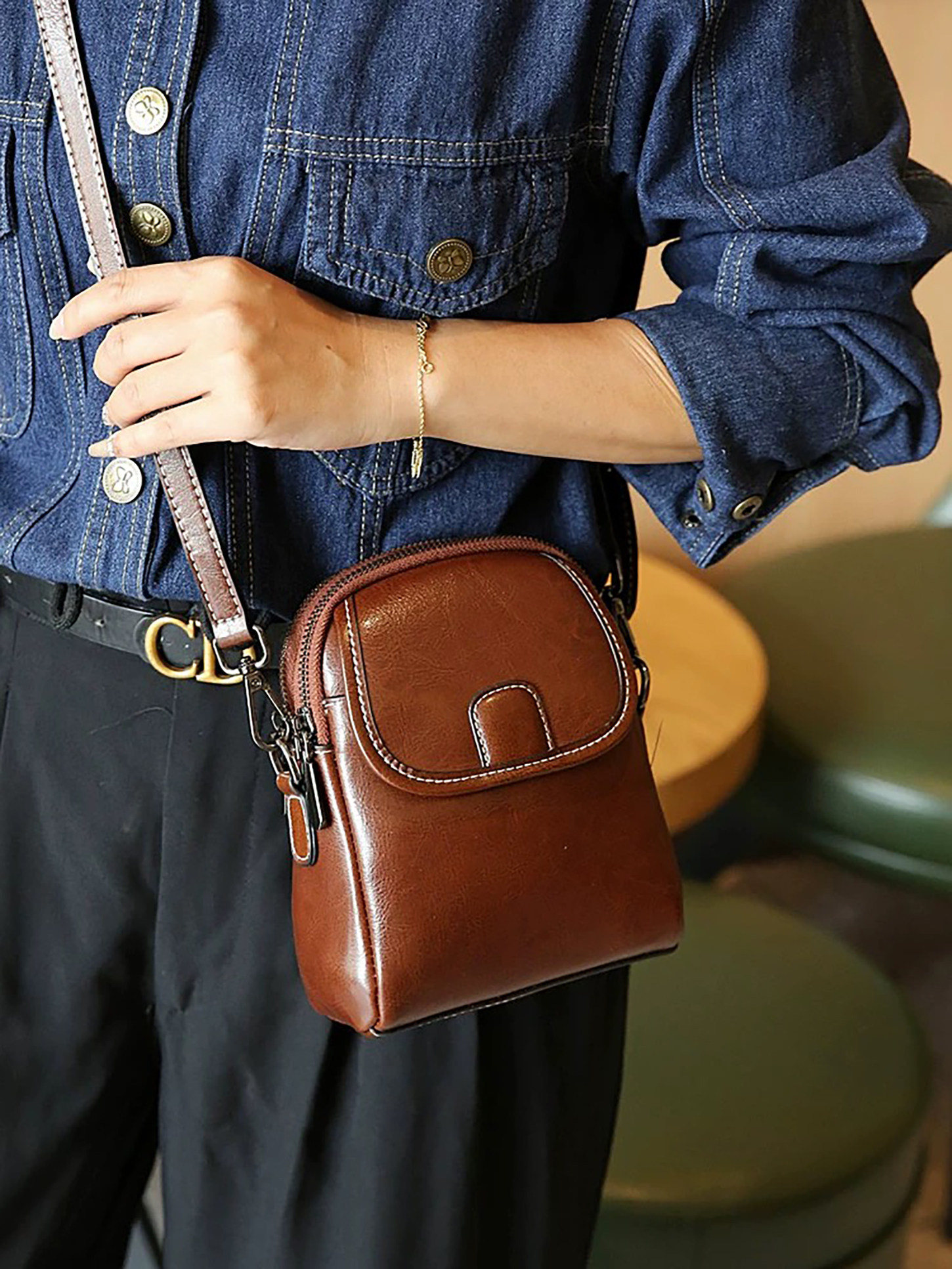Genuine Leather Women's Bag 2026 New Fashion Single Shoulder Small Bag High-End Women's Phone Bag Soft Leather Versatile Crossbody Bag