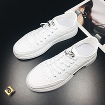 Mens small white shoes free of laces 100 lap 2021 spring new mens shoes Shoes Flat Heel Sloth Casual White Board Shoes