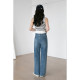 Retro Blue Narrow Wide Leg Jeans for Small Women 2024 Spring New High Waist Slim Straight Floor-Mopping Pants