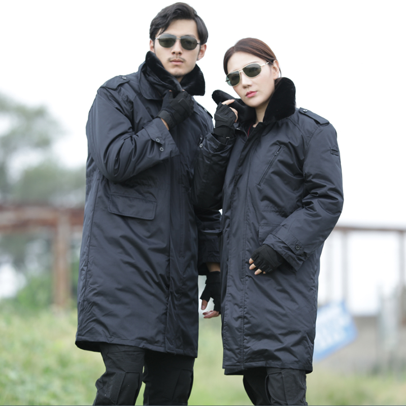 Military cotton coat men's winter thickened long version black security multifunction anti-cold for cotton jacket Northeast cotton padded jacket