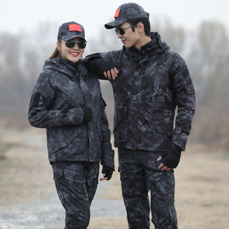 Autumn winter python camouflate suit suit men and women outdoor plus suede thickened tactical frogs jacket G8 submachine clothing windproof-Taobao