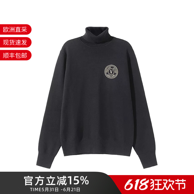 Vjc Versace New Men's Cotton Turtleneck Long-Sleeved Knit Sweater Gafm07 Vjc Versace New Men's Cotton Turtleneck Long-Sleeved Knit Sweater Gafm07