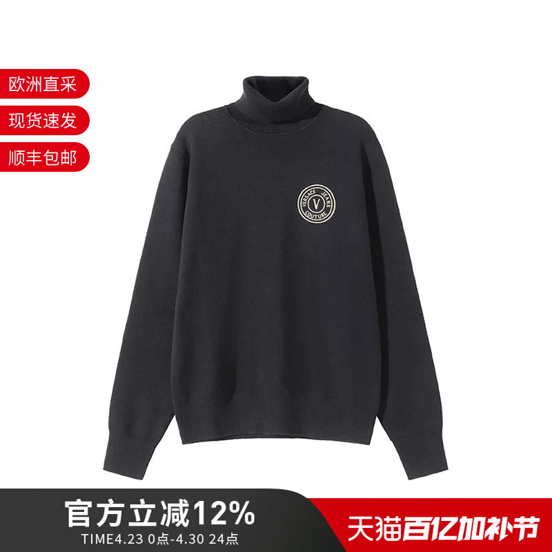 Vjc Versace New Men's Cotton Turtleneck Long-Sleeved Knit Sweater Gafm07