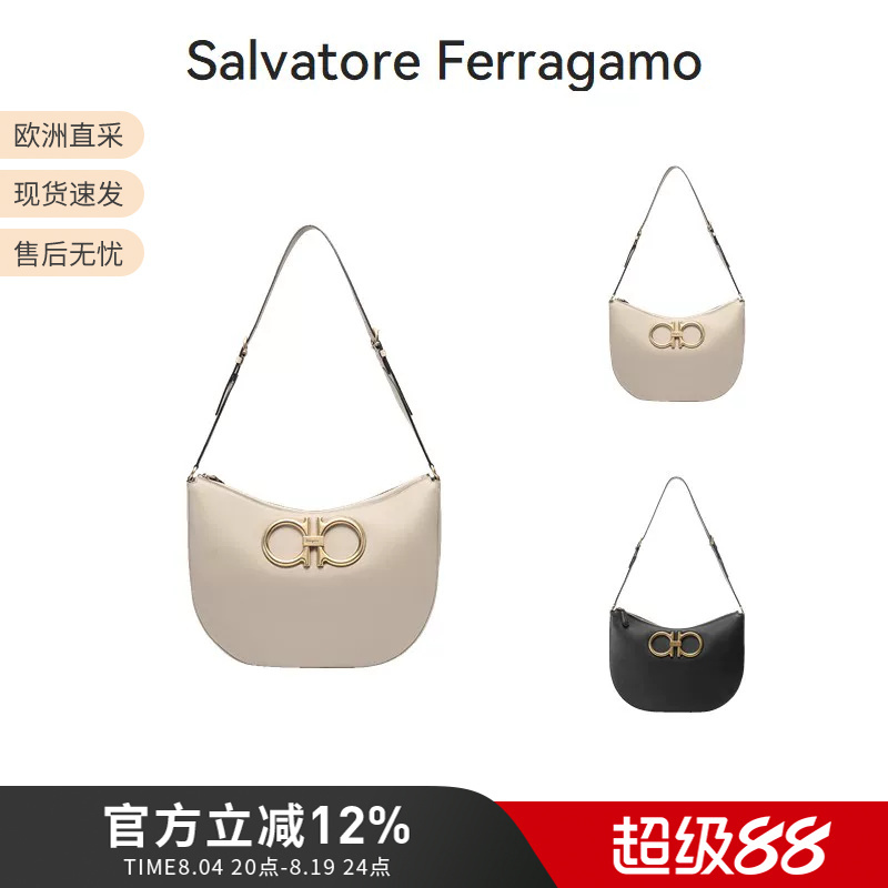 Ferragamo Women's Cow Leather Gancini Buckle Handbag 212886 Ferragamo Women's Cow Leather Gancini Buckle Handbag 212886