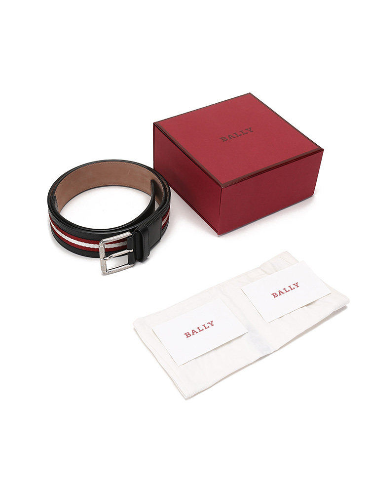 Bally Men's Striped Vintage Pin Buckle Casual Leather Belt Wilford 40 m