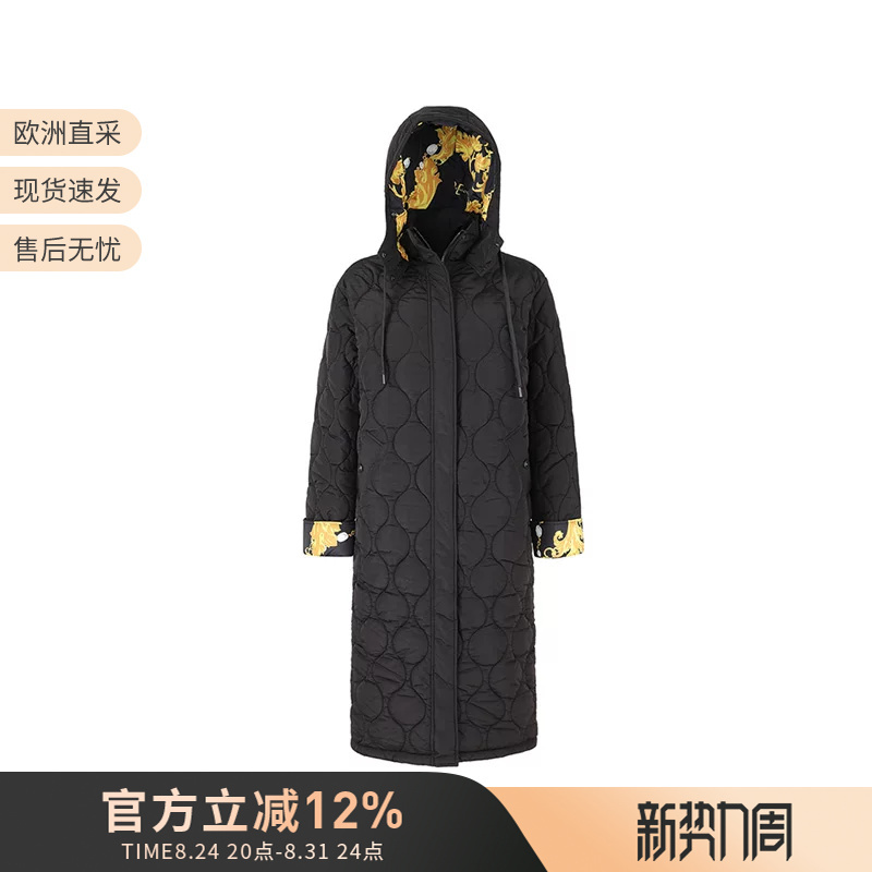 Versace Vjc Women's Loose-Fitting Long Hooded Cotton Coat Jacket 75Hat404 Cqd24 Versace Vjc Women's Loose-Fitting Long Hooded Cotton Coat Jacket 75Hat404 Cqd24