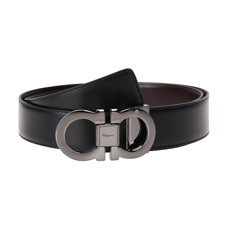 Ferragamo Filager mullet male cow leather plate buckle double-sided belt strap 679535