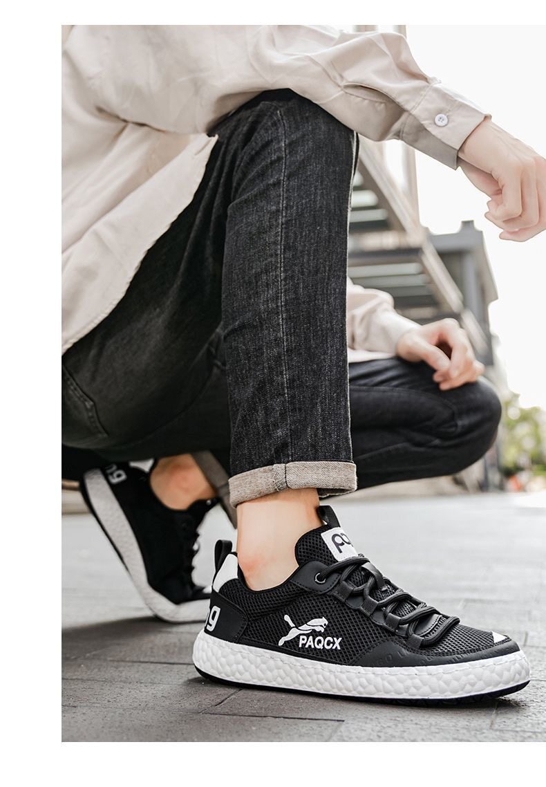 Men's Breathable Mesh Running Shoes Soft Sole Versatile Trainers_voghion.com
