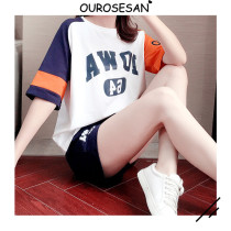 OUROSESAN SPORTS SUIT WOMEN SUMMER LOOSE SHORT SLEEVE FASHION CASUAL TWO SETS 2021