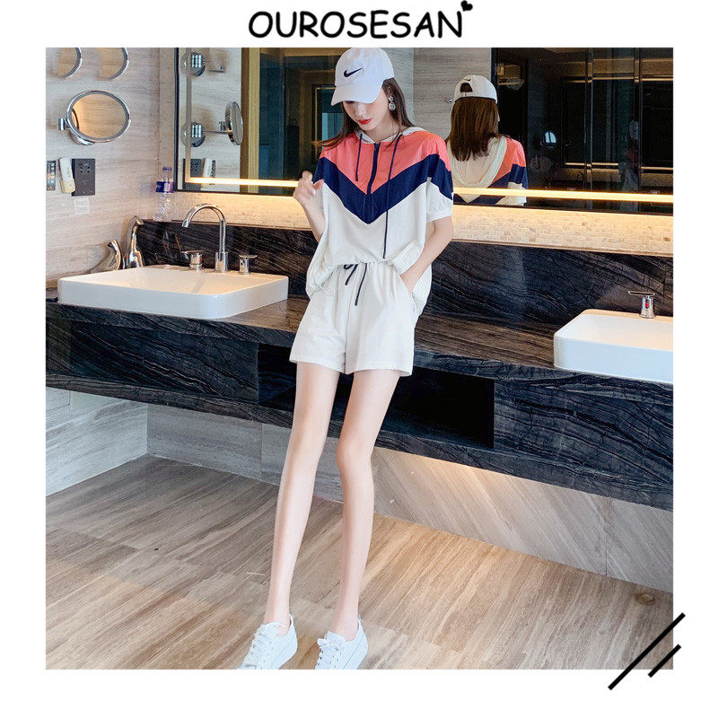 OUROSESAN casual sports suit women boomers fashion small sub-display high net red outdoor running two sets