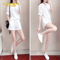 OUROSESAN fashion sports suit womens summer 2021 new loose Korean version of slim two-piece set