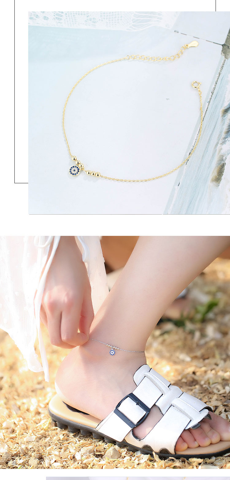Thổ Nhĩ Kỳ S925 sterling bạc mắt cá chân nữ khí chất đơn giản retro gió chuyển hạt trang sức quà tặng sinh viên lắc chân thủ công